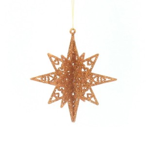 Estrela 3D com Purpurinas Laranja (12 unid.)