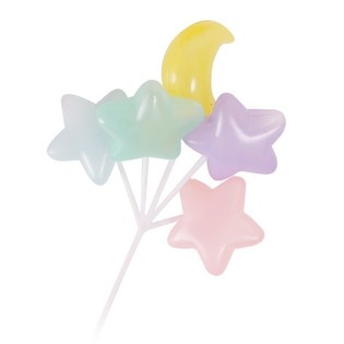 ESPETO PARA CUPCAKE - BAL&Otilde;ES ESTRELA E LUA (15 unid.)