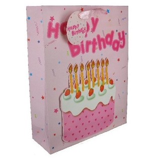 Saco de Presente Happy Birthday Rosa (12 unid.)