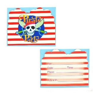 12 Convites de Anivers&aacute;rio com Envelope - Pirate Party (6 conjuntos)