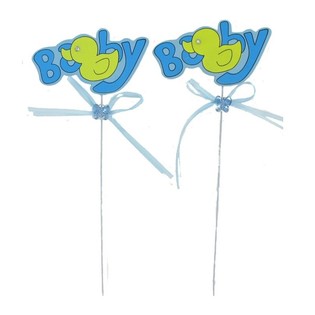 Topper de bolo para nascimento - Azul Beb&eacute; (12 un.)