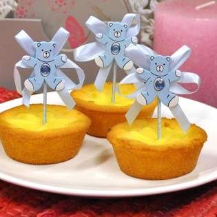 TOPPER PARA CUPCAKE DE NASCIMENTO - URSO AZUL (12 un.)