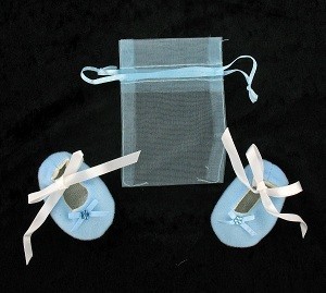 Sapatinhos de Beb&eacute; com Saquinho de Oferta - Azul (12 pares)