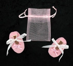 Sapatinhos Decorativos de Beb&eacute; com Saco de Oferta - Rosa (12 pares)