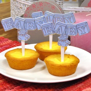 PALITO PARA CUPCAKE DE NASCIMENTO - AZUL BEB&Eacute; (12 un.)
