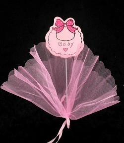 Espeto decorativo de tecido - Rosa Beb&eacute; (12 unid.)