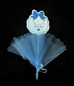 Palito decorativo com tecido - Azul beb&eacute; (12 unid.)