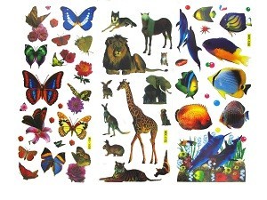 Folhas de autocolantes com animais grandes (40 un.)