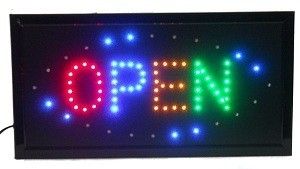 Painel Luminoso LED OPEN - 4 Cores - Intermitente