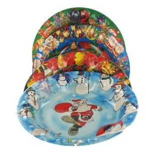 Pratos Hondos de Natal em Pl&aacute;stico (9 un.)