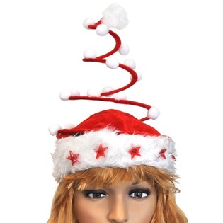 GORRO DE NATAL LUXO EM ESPIRAL COM ESTRELA LUMINOSA (12 un.)