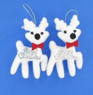 2 pequenas renas decorativas brancas (pack de 12)