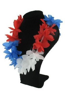 Colar Havaiano - Vermelho/Branco/Azul (12 un.)