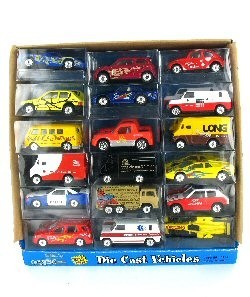 Carros de metal de brincar em expositor (36 un.)