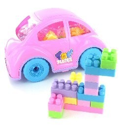 Carro Grande de Menina Cheio de Blocos de Constru&ccedil;&atilde;o