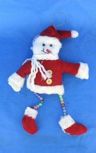 BONECO DE NEVE DECORATIVO COM PERNAS DE CONTAS (10 un.)