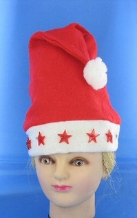GORRO DE NATAL com ESTRELAS LUMINOSAS (9 un)