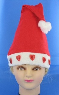 Gorro de Pai Natal com cora&ccedil;&otilde;es luminosos (12 un)