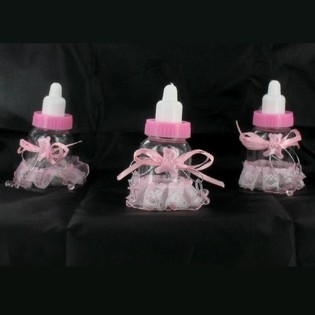 BIBER&Otilde;ES DECORATIVOS COR-DE-ROSA COM FRANJAS (6 unid.)