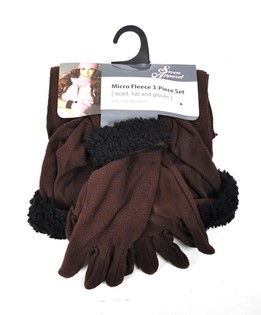 CONJUNTO DE MICRO POLAR DE 3 PEÇAS CASTANHO
