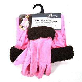 Conjunto de microfleece 3 pe&ccedil;as rosa