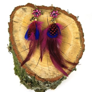 Brinco de pena com strass (1 un.)
