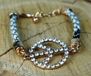Pulseira Estilo Ibiza com Símbolo da Paz Preto/Branco (1 un.)