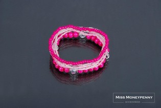 Pulseira Estilo Ibiza de 7 Voltas Rosa (1 un) - Revenda