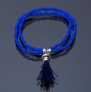 Pulseira Estilo Ibiza com Borla Azul (1 un)