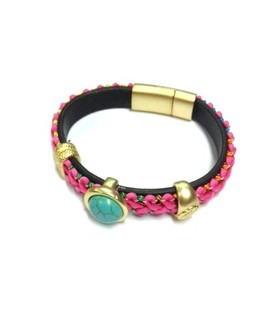 Pulseira de Luxo Rosa / Turquesa Estilo Ibiza (1 un.)