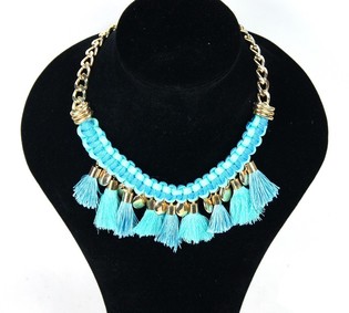 Colar de luxo estilo Ibiza com borlas azuis (1 un)