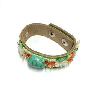 Pulseira Estilo Ibiza com Buda Verde (1 un)