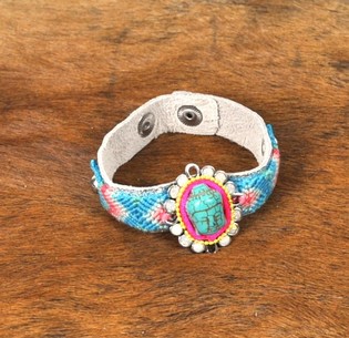 Pulseira Estilo Ibiza Prateada com Buda Turquesa (1 un)