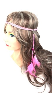Fita de cabelo com penas cor-de-rosa (1 un)