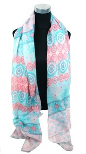 Cachecol Estilo Ibiza Rosa/Turquesa (1 un.)