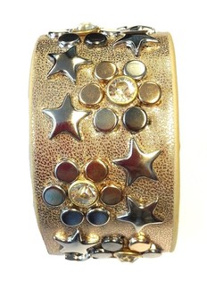 Pulseira Larga de Luxo Taupe com Tachas (1 un)