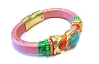 Pulseira de Luxo Rosa - Estilo Ibiza (1 un.)