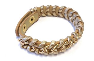 Pulseira Entran&ccedil;ada Estilo Ibiza Ouro/Castanho (1 un.)