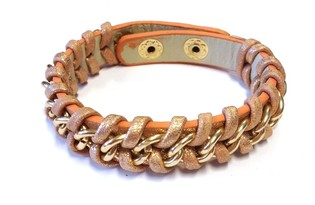 Pulseira Entran&ccedil;ada Estilo Ibiza Salm&atilde;o (1 un.)