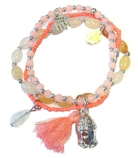 Pulseira Estilo Ibiza Salm&atilde;o com Buda (1 un)