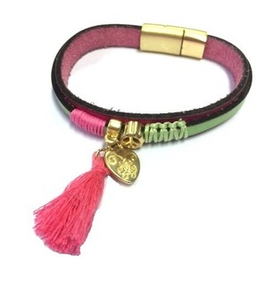 Pulseira de Luxo Cora&ccedil;&atilde;o Verde/Rosa (1 un)