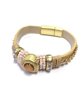 Pulseira de Luxo Estilo Ibiza Creme / Taupe (1 un.)
