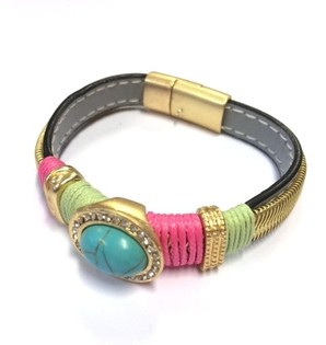 Pulseira de Luxo Ibiza Cinzento/Verde/Turquesa
