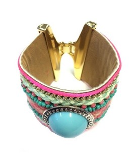 Pulseira de Luxo Estilo Ibiza Turquesa / Rosa (1 un.)