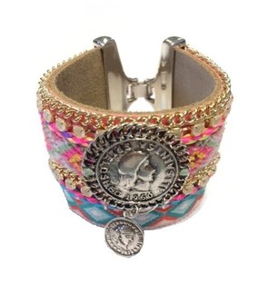 Pulseira de Luxo Estilo Ibiza Multicolor Moedas (1 un)