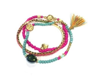 Pulseira El&aacute;stica de 3 Voltas Estilo Ibiza (1 un.)