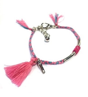 Pulseira entran&ccedil;ada estilo Ibiza Azul e Rosa (1 un.)