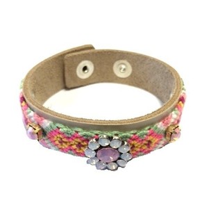 Pulseira de Luxo Estilo Ibiza Creme/Taupe Flor (1 un.)