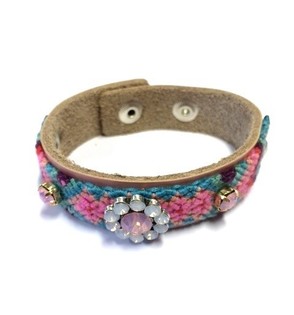 Pulseira de Luxo Flor Rosa (Estilo Ibiza) - 1 un.