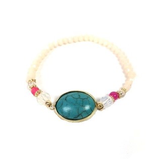 Pulseira branca estilo Ibiza com pedra (1 un.)